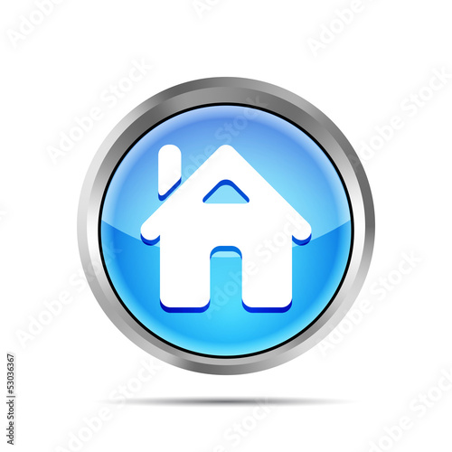 blue home button icon on a white background