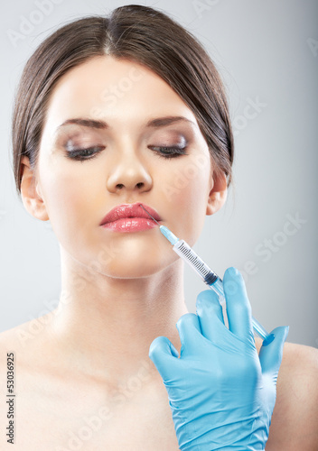 Beauty Woman face surgery close up portrait.