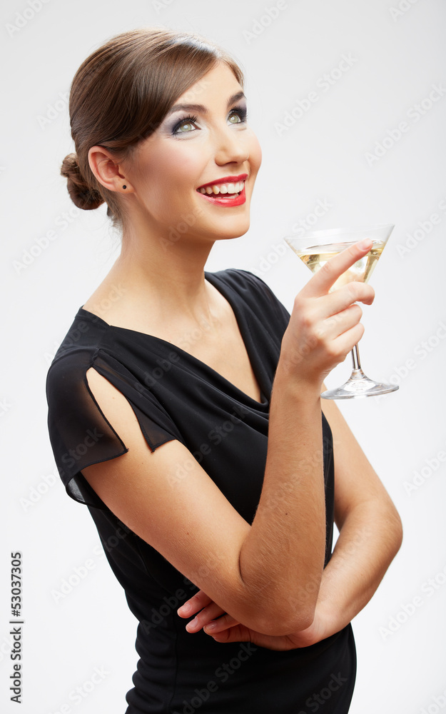 Happy celebrate woman portrait isolated on white Happy celebrate woman portrait isolated on white