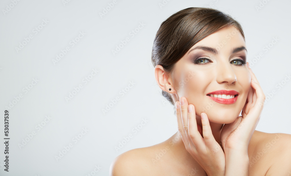 Woman hair style fashion portrait. isolated.