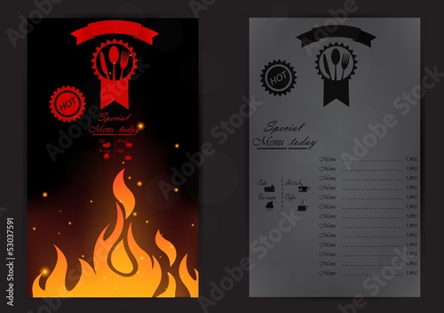 Restaurant menu with a price list