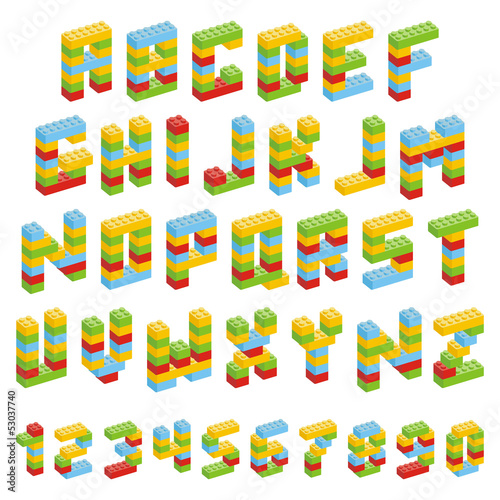 Alphabet set made of toy blocks isolated
