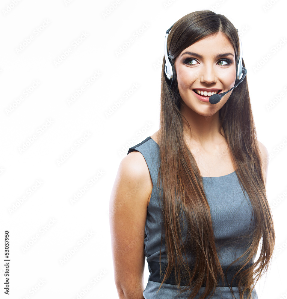 Portrait of woman customer service worker Portrait of woman customer service worker
