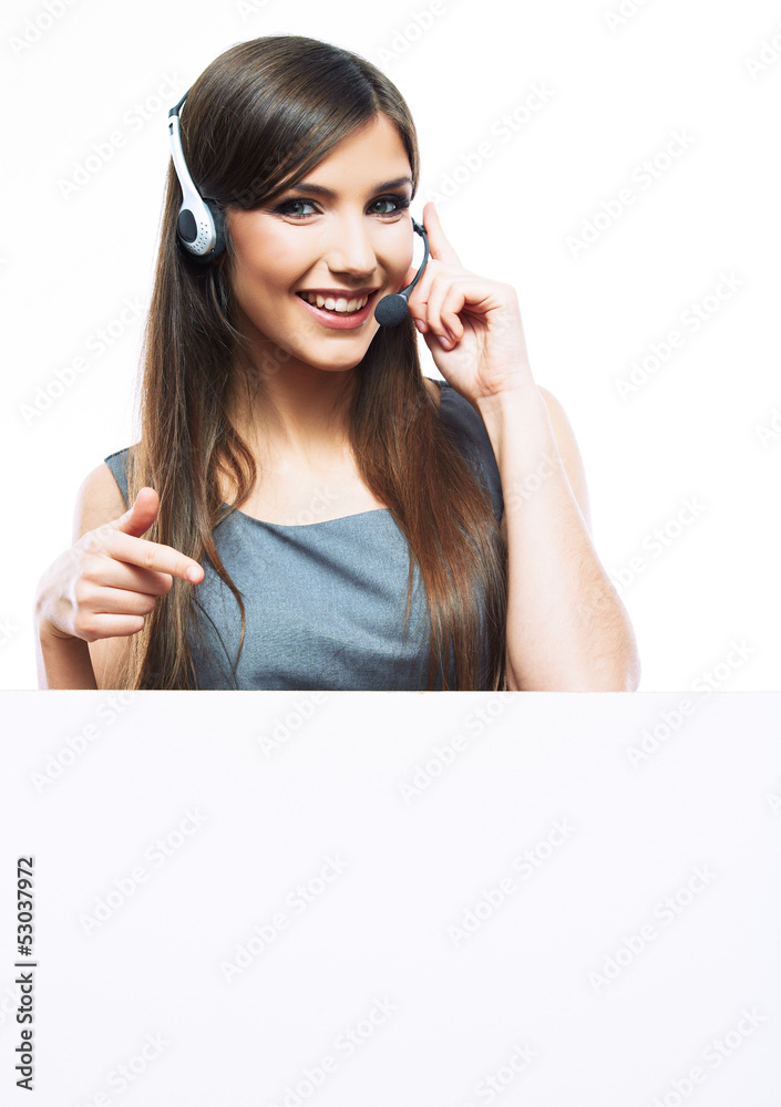 Close up portrait of Woman customer service worker Close up portrait of Woman customer service worker