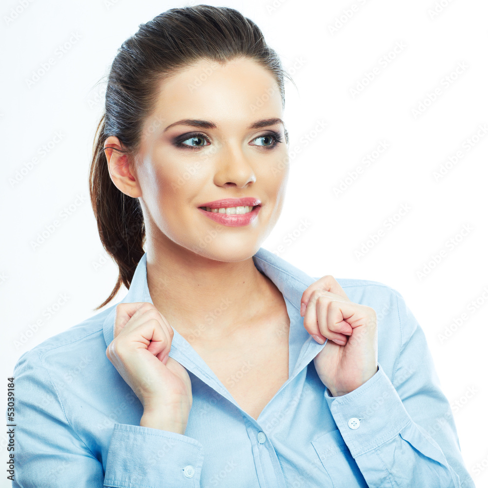 Portrait of smiling business woman, isolated Portrait of smiling business woman, isolated