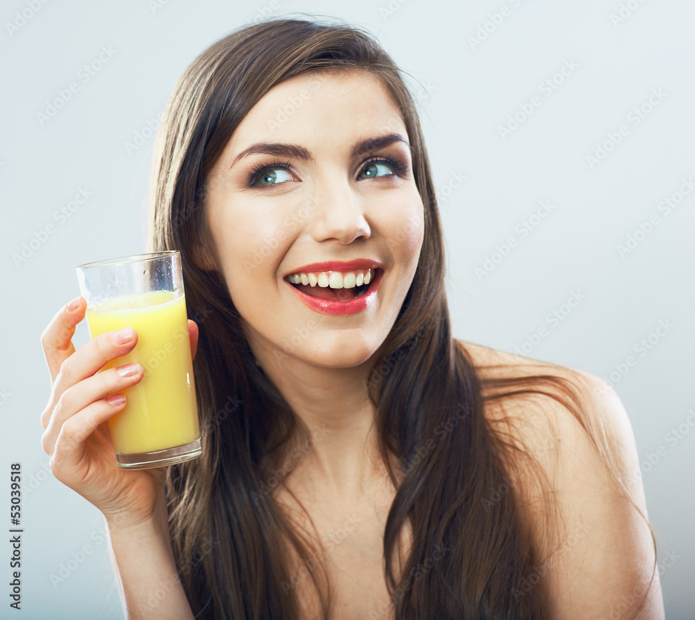 Woman hold glass with orange juice Woman hold glass with orange juice