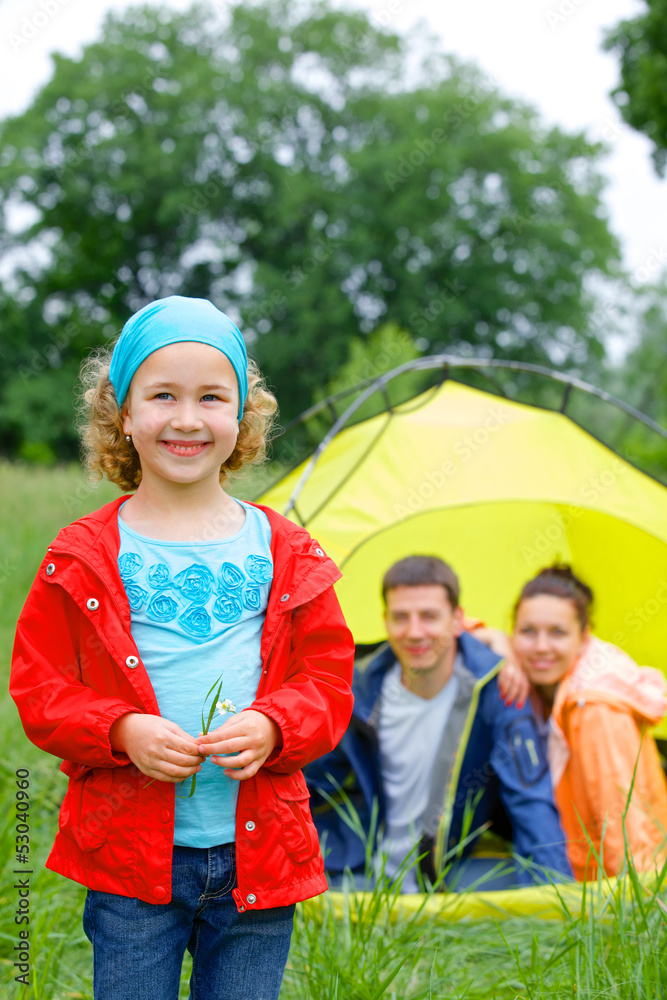 Fototapeta premium Young girl camping