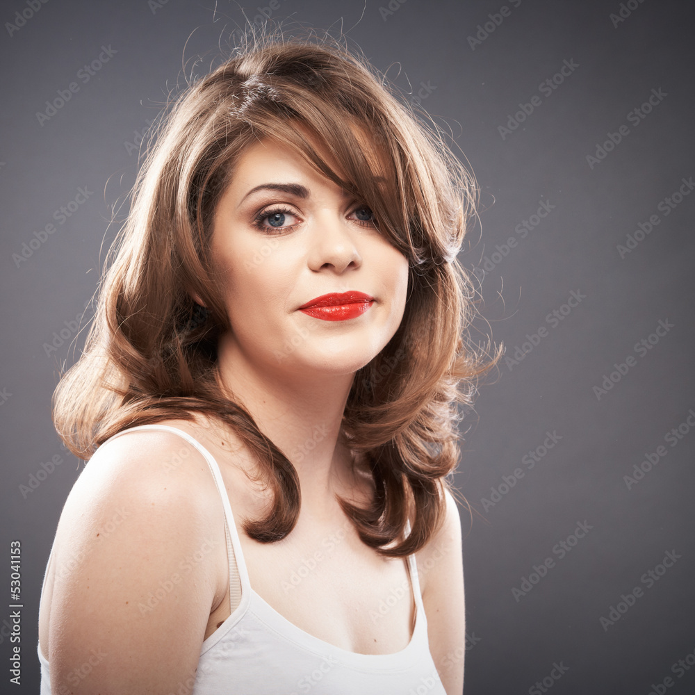 Woman portrait with curler hair Woman portrait with curler hair