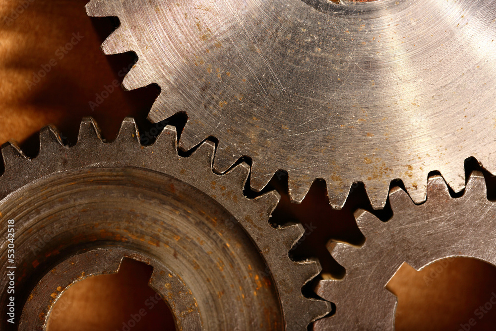 Three steel cogwheels in connection Three steel cogwheels in connection