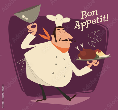 Restaurant chef, retro illustration