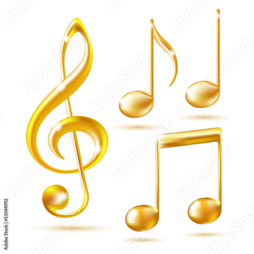 Gold icons of a Treble clef and music notes.