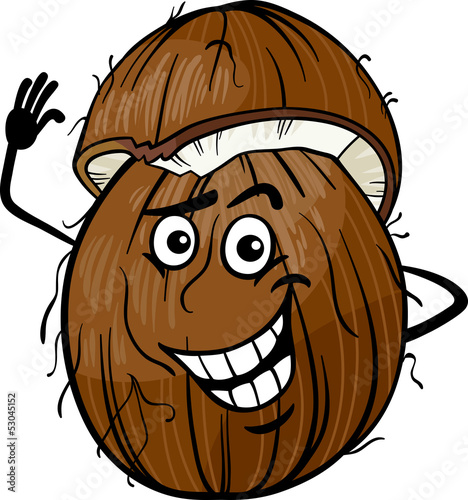 funny coconut fruit cartoon illustration