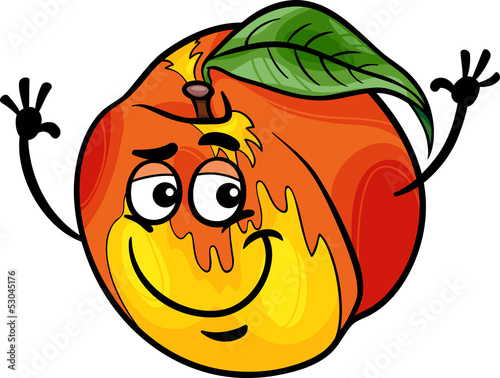 funny peach fruit cartoon illustration