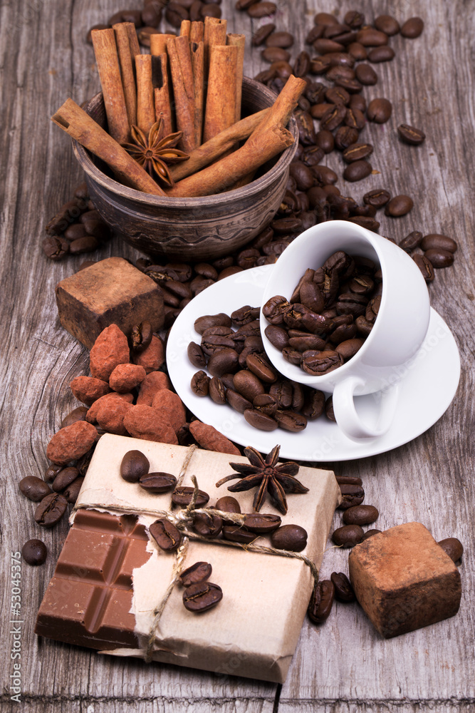 coffee with Chocolate bar and spices coffee with Chocolate bar and spices
