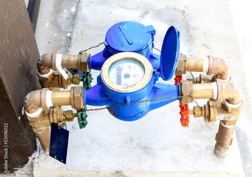 colorful water meter and valve
