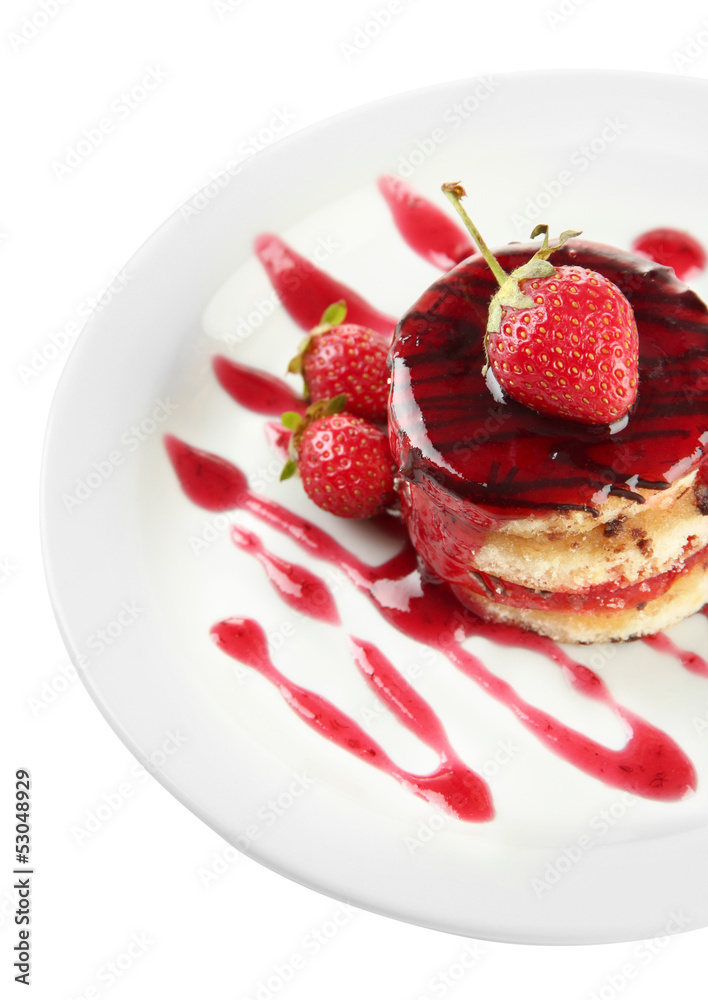 Tasty biscuit cake with jam and berries Tasty biscuit cake with jam and berries