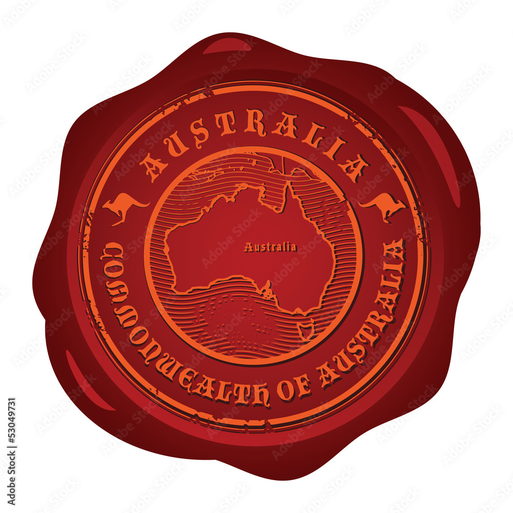 Wax seal with the word Australia, vector illustration Wax seal with the word Australia, vector illustration