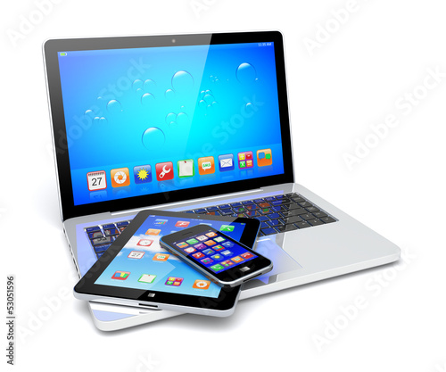 Laptop, tablet pc and smartphone