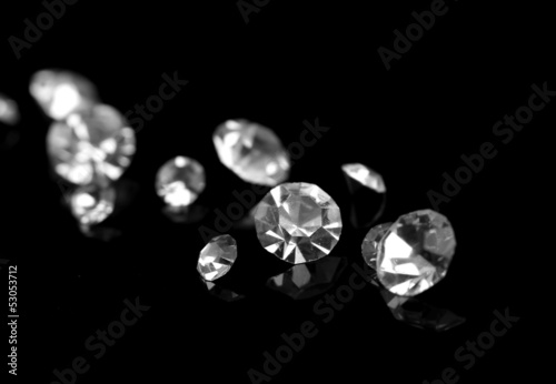 Beautiful shining crystals  diamonds   on black background
