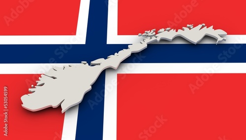 Photography Norway map and flag