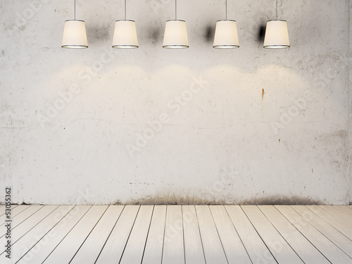 Fototapeta Naklejka Na Ścianę i Meble -  cement wall background with lamps