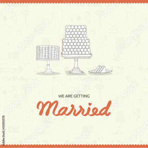 Beautiful vector wedding background with cakes