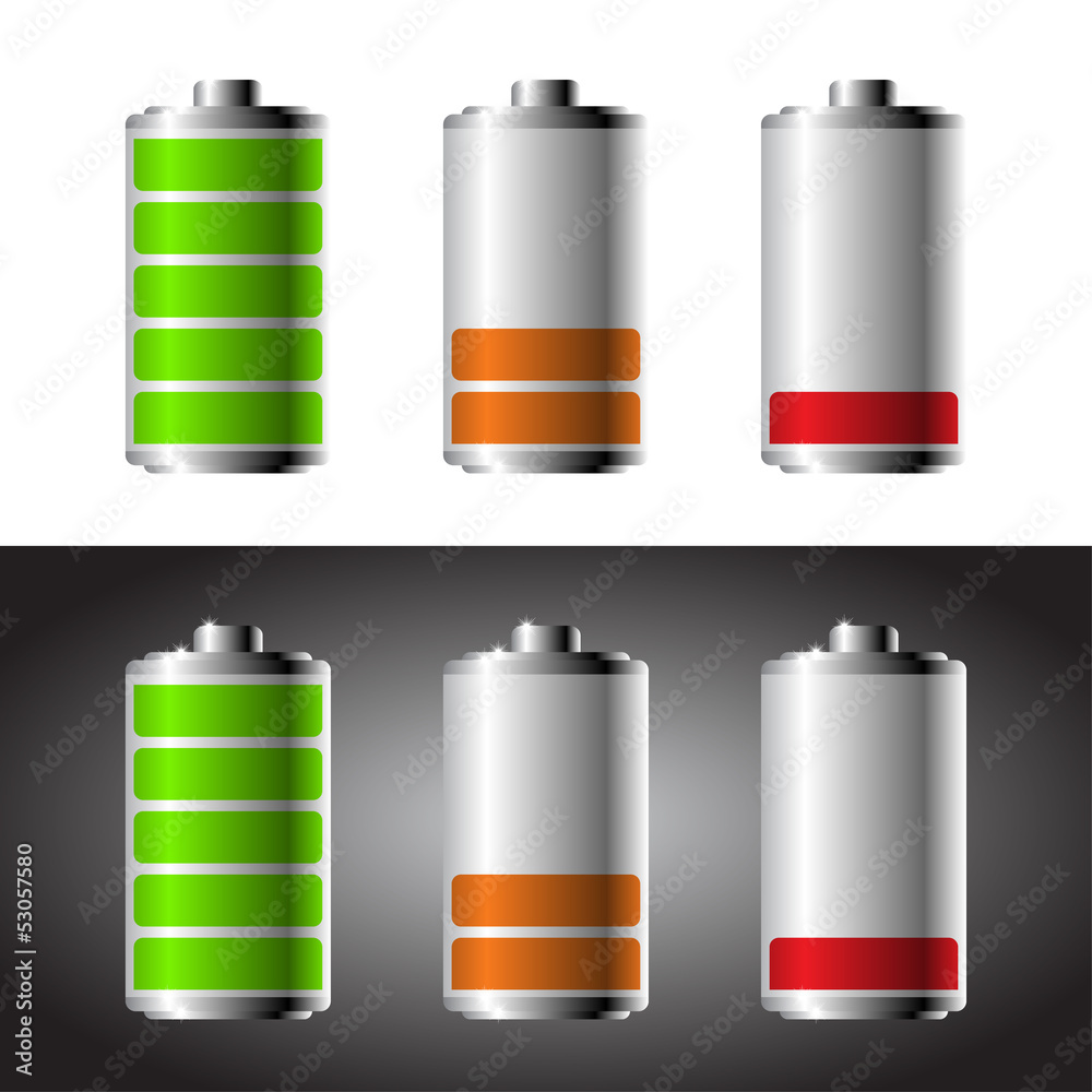 Battery set with color levels Battery set with color levels