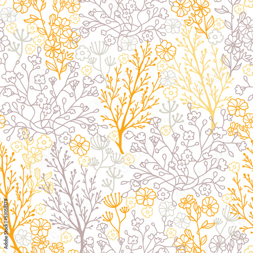 MVector magical floral seamless pattern background with hand