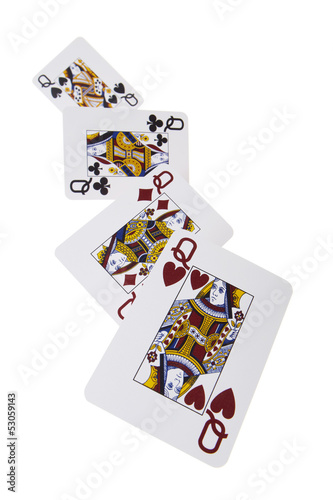 Poker, Vierling, Dame, weiß, fallend