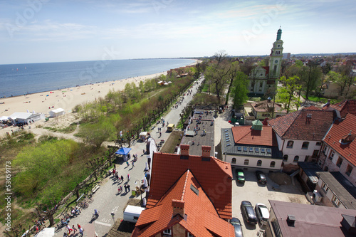 aerial view of famous spa resort at the seaside, Sopot, Poland