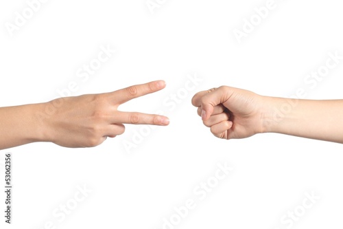 Rock paper and scissors hands gambling
