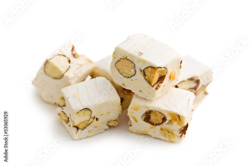 white nougat with almonds photo