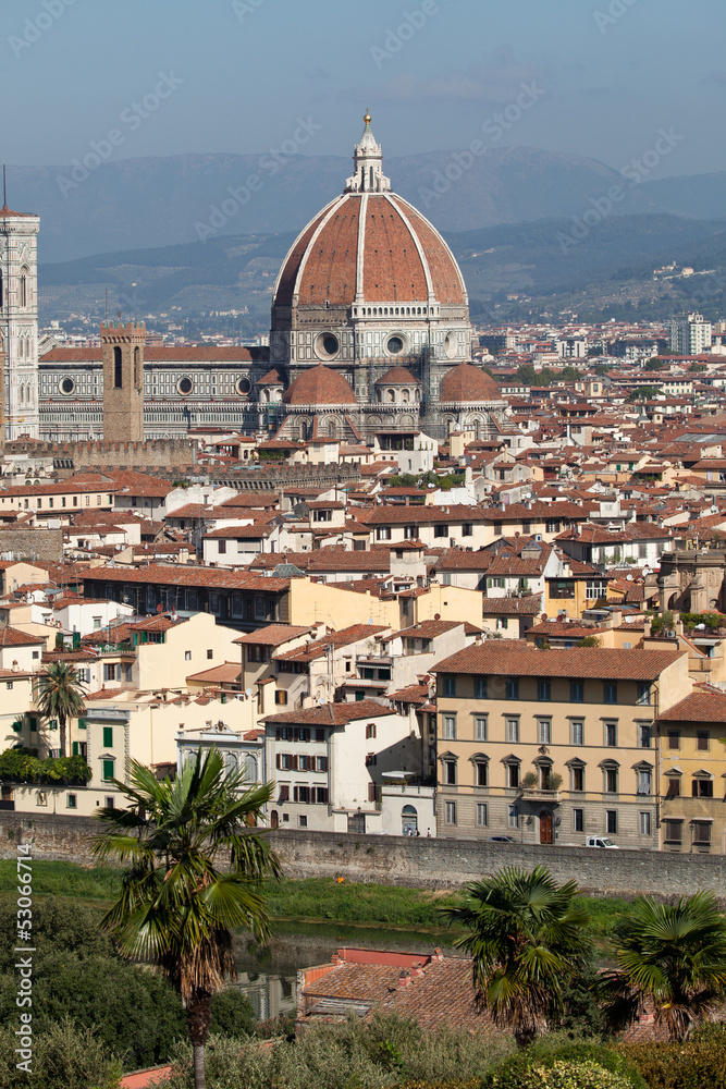 Cathedral of Florence Italy, View from the Michelangelo's Piazza