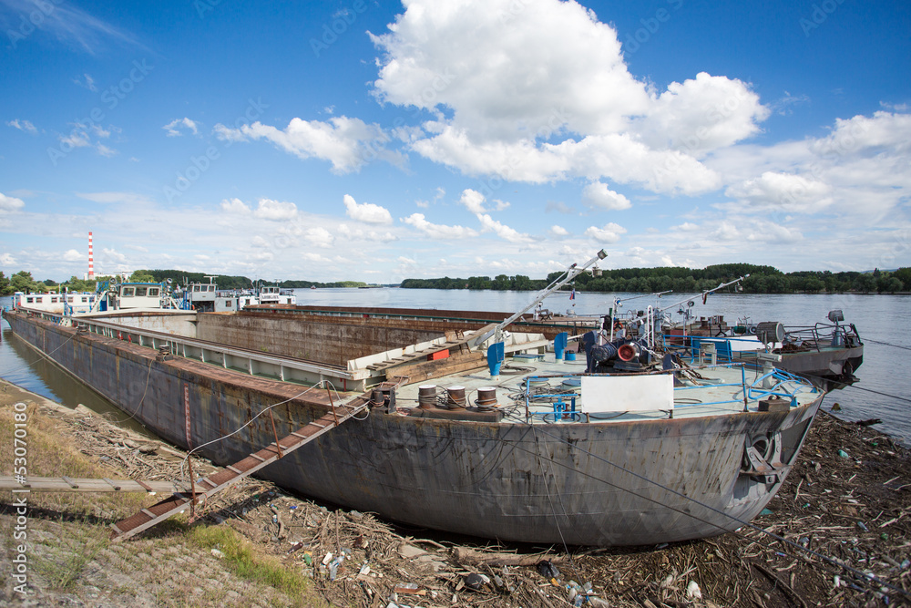 Barge on river