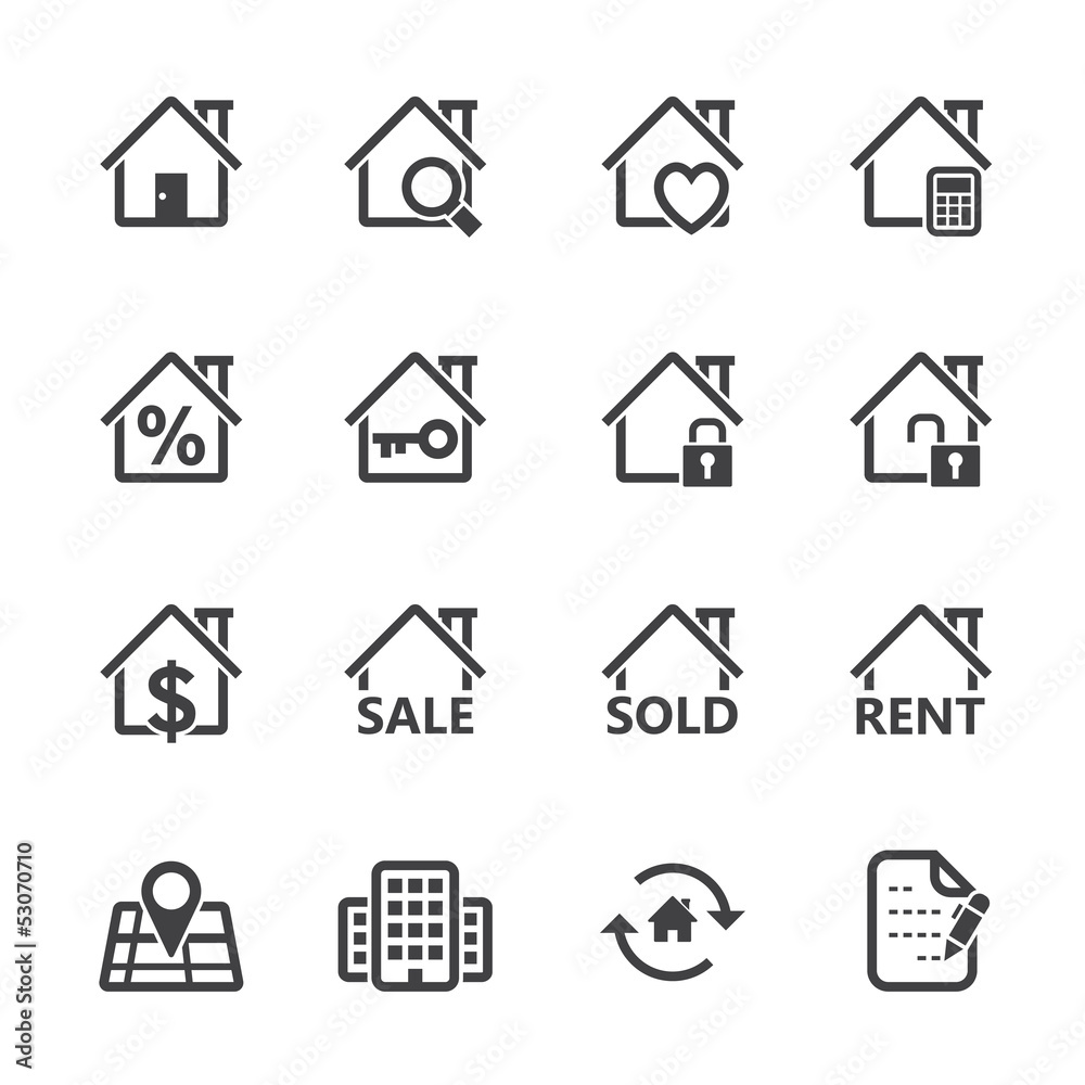 Real Estate Icons with White Background