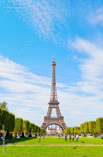 Eiffel Tower against the blue sky and clouds. Paris. France. © Shchipkova Elena