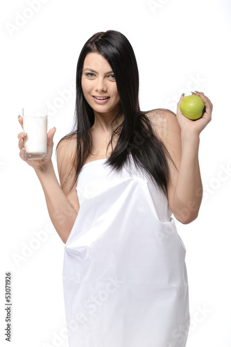 woman drink yogurt photo