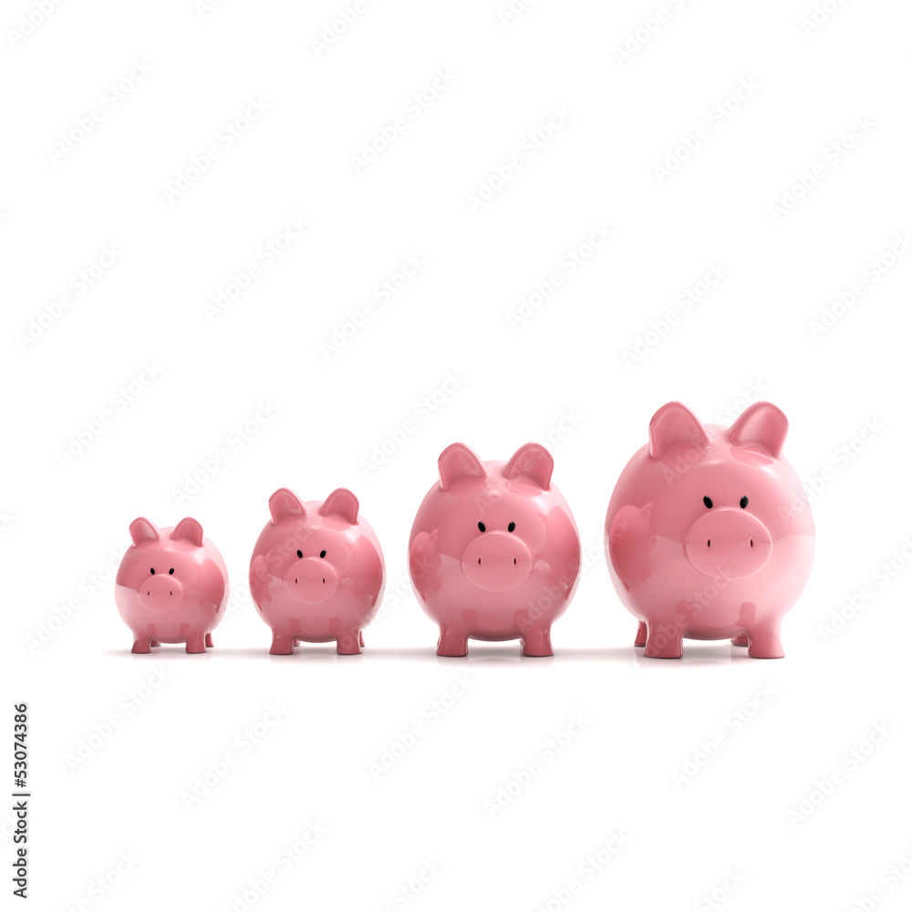 Sparschweine Gruppe - Geldanlage / 3D Illustration Sparschweine Gruppe - Geldanlage / 3D Illustration