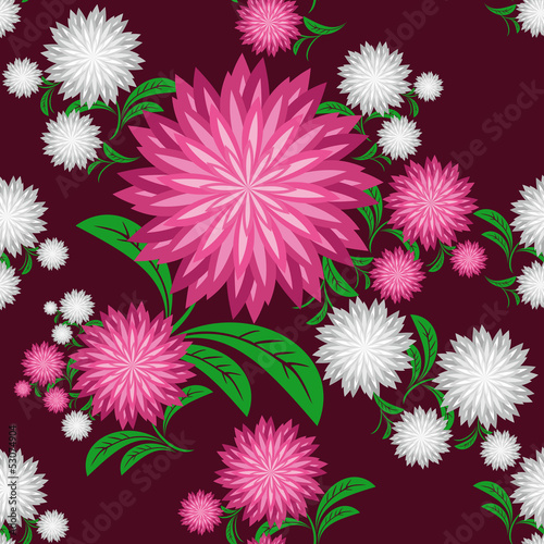 Flower seamless pattern with chrysanthemums