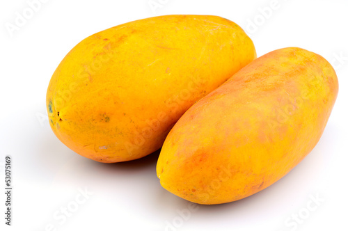 Papaya on white background