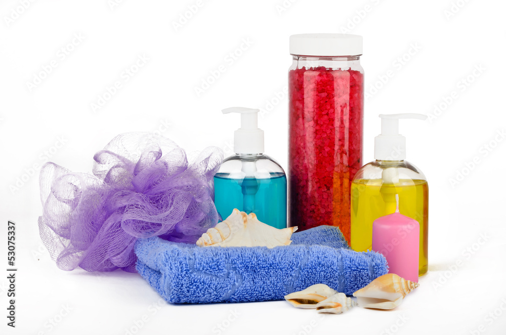 Set of bath accessories with seashells Set of bath accessories with seashells