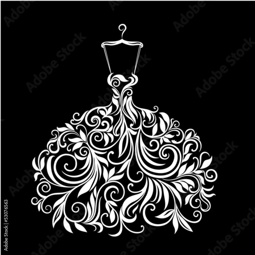 White dress with floral ornament