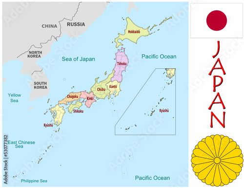 Japan Asia emblem map symbol administrative divisions