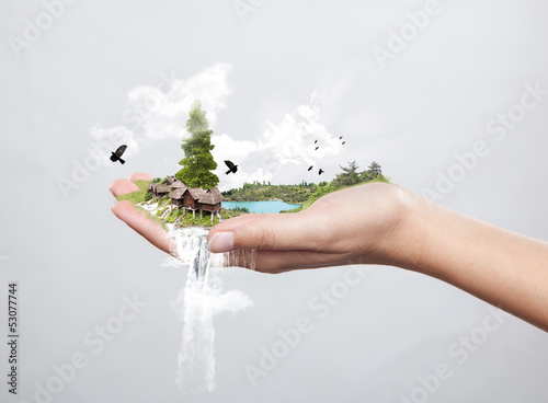 Hand holding nature, concept