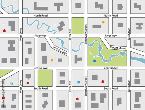 vector road map of a town