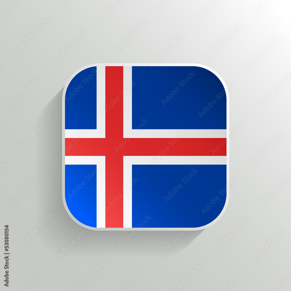 Obraz premium Vector Button - Iceland Flag Icon