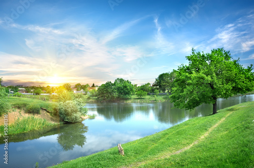 Obraz na płótnie Landscape with the river w salonie