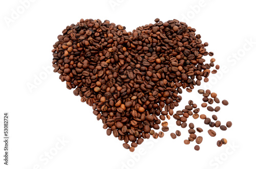 The heart symbol made from coffee beans