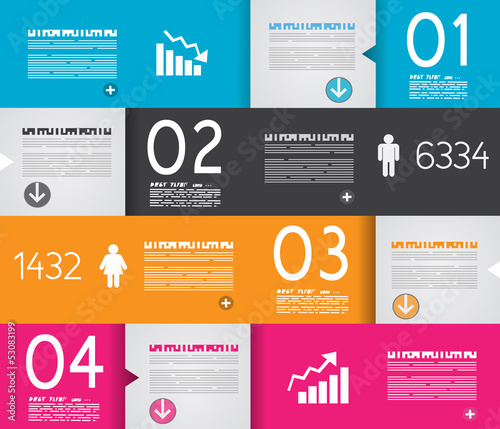 Infographic design template with paper tags.