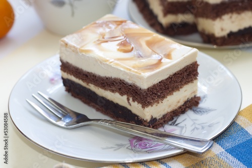 Tasty chocolate and cappucino cake